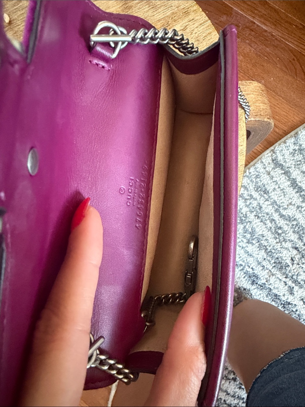 Gucci Dionysus Super Mini Purple Velvet Crystal Chain Crossbody Bag - Picture 11 of 12